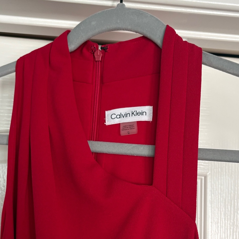 Calvin Klein Sleeveless Red Wide Leg Jumpsuit